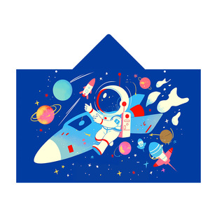 宇航狮子连帽穿戴浴巾沙滩巾斗篷换衣毛巾速干双面绒连帽披衣121