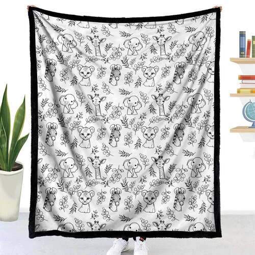 定制绘画涂鸦毛毯减压创意毯动物图礼品毯DIY Coloring Blanket32