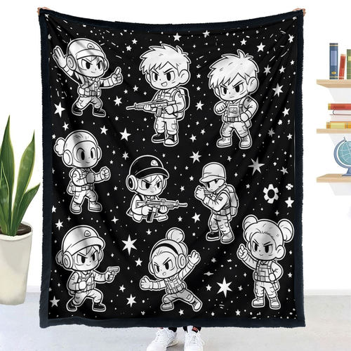 定制人物涂鸦毛毯减压创意毯子可洗礼品毯 DIY Coloring Blanket1