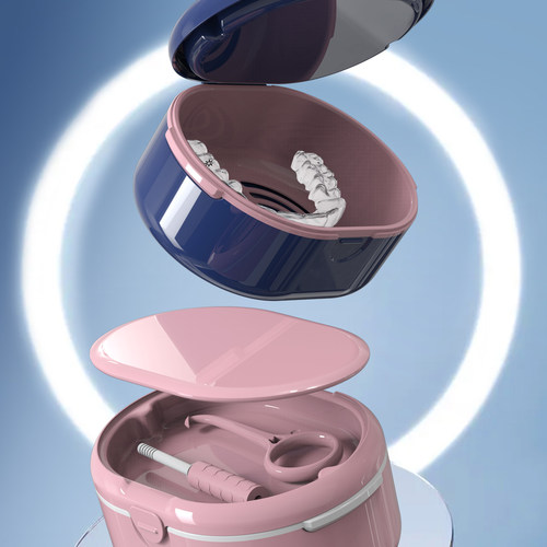 用于老年正畸固位器矫正的便携式清洁浸泡式义齿盒