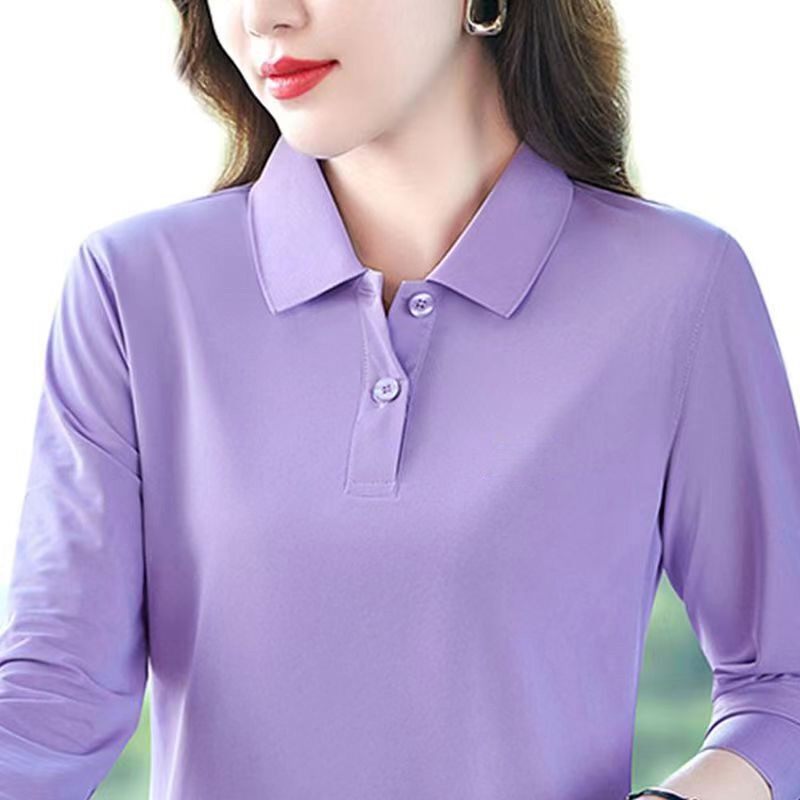 工厂直销新款妈妈秋冬洋气打底衫翻领POLO衫修身百搭欧货长袖T恤