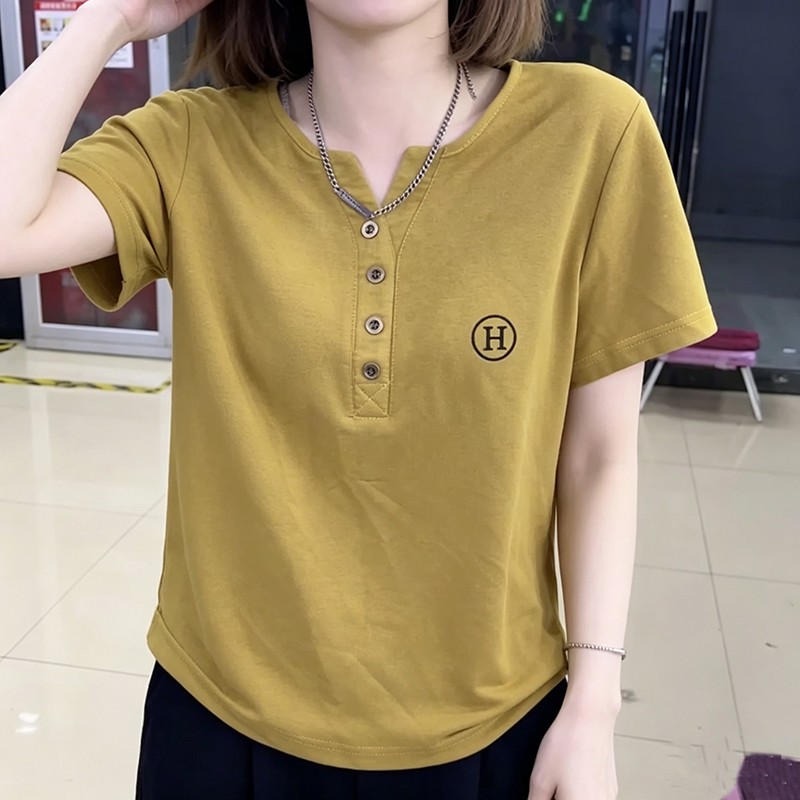 短袖T恤女夏季大码宽松新款遮肚显瘦百搭妈妈休闲上衣女士打底衫