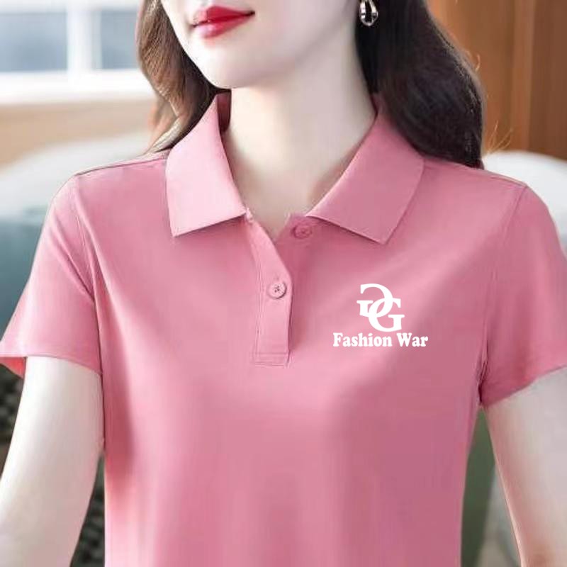新款翻领POLO衫上衣女装短袖夏季广场舞蹈服休闲宽松显瘦运动T恤