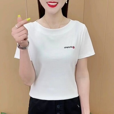 【芭拉婷】夏季新款时尚精致圆领百搭显瘦t恤气质减龄短袖上衣