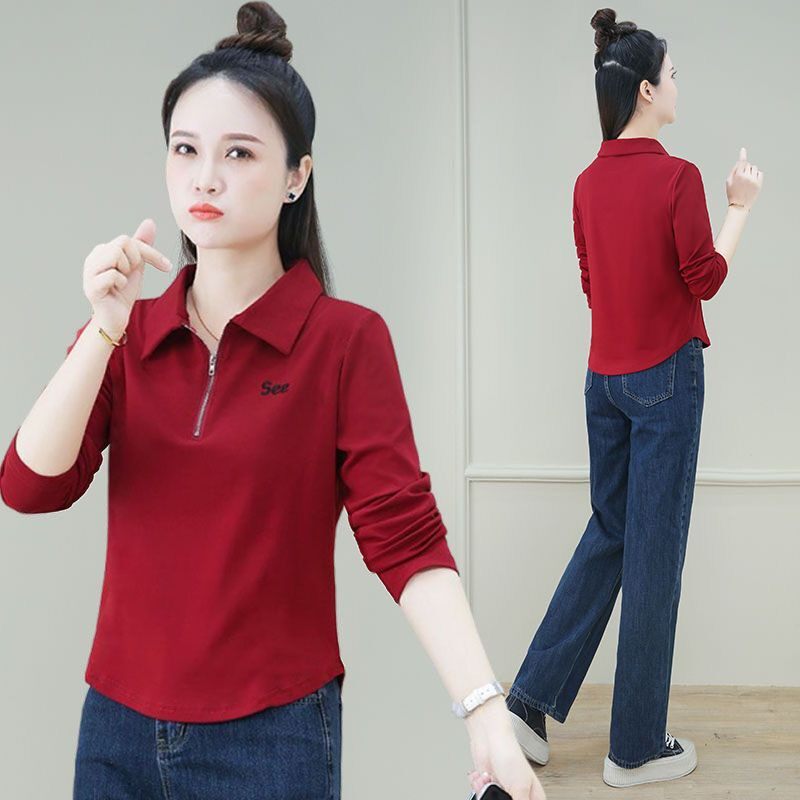 【芭拉婷】长袖T恤女秋季新品韩版修身设计感小个子穿搭修身显瘦