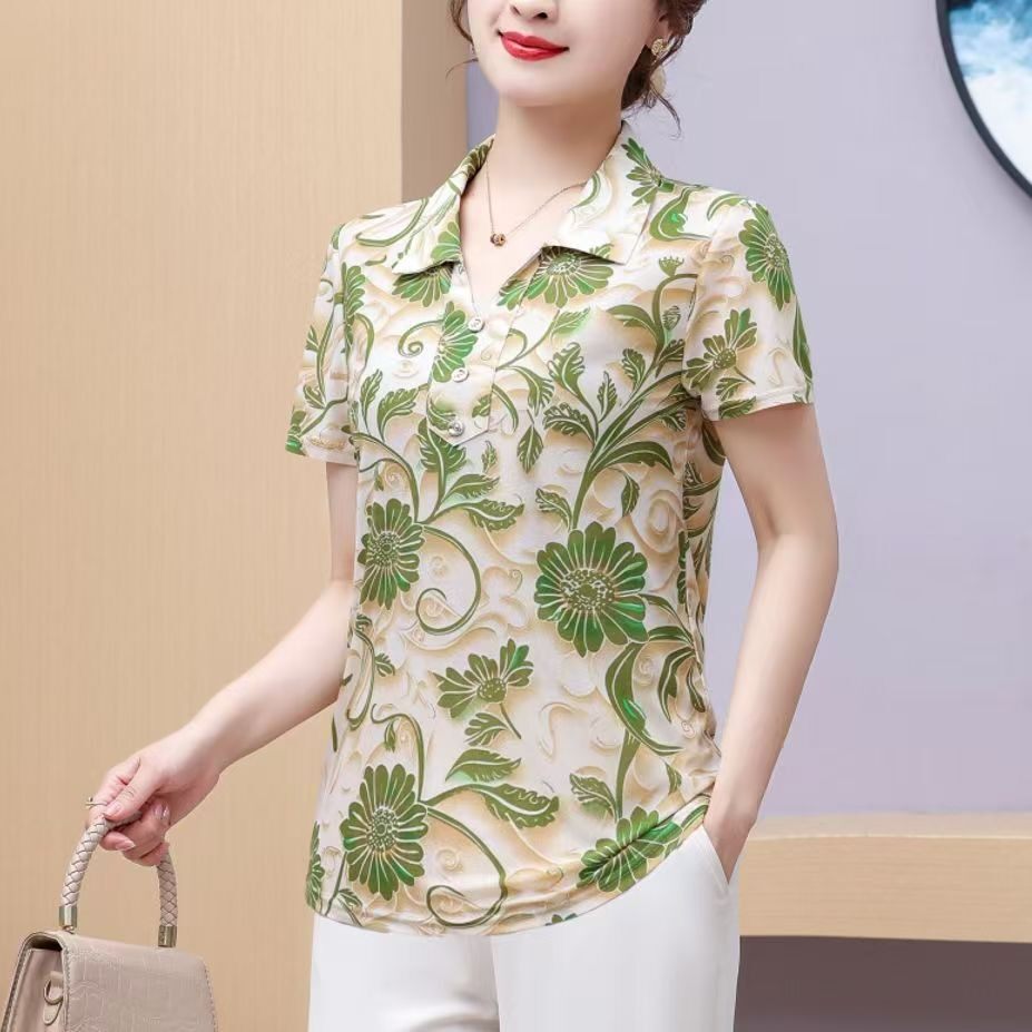 【芭拉婷】好看品质夏季polo衫T恤妈妈装大码中老年翻领t短袖运动