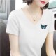 芭拉婷 百搭白色V领显瘦新款 2025新款 短袖 T恤女夏季 洋气大码 减