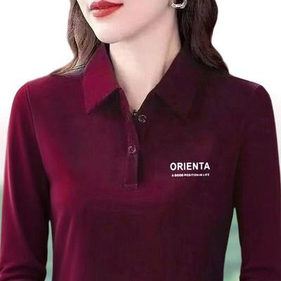 【芭拉婷】衫打底上衣女POLO新款妈妈女衫减龄洋气长袖显瘦潮春秋
