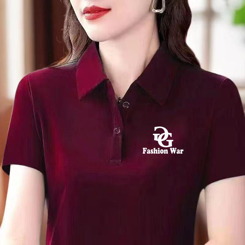 【芭拉婷】新款翻领POLO衫上衣女装短袖夏季广场舞蹈服休闲宽松显