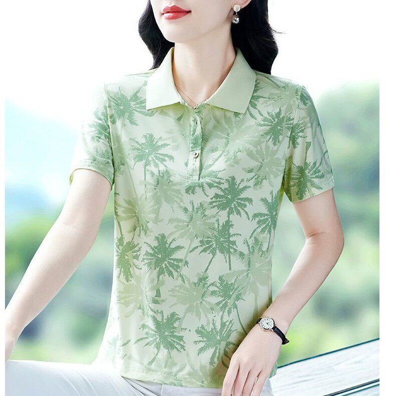 【芭拉婷】休闲T恤女士短袖夏装2026新品时尚妈妈运动大码洋气POL