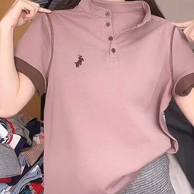 2025夏季新款小马刺绣短袖上衣POLO衫时尚宽松