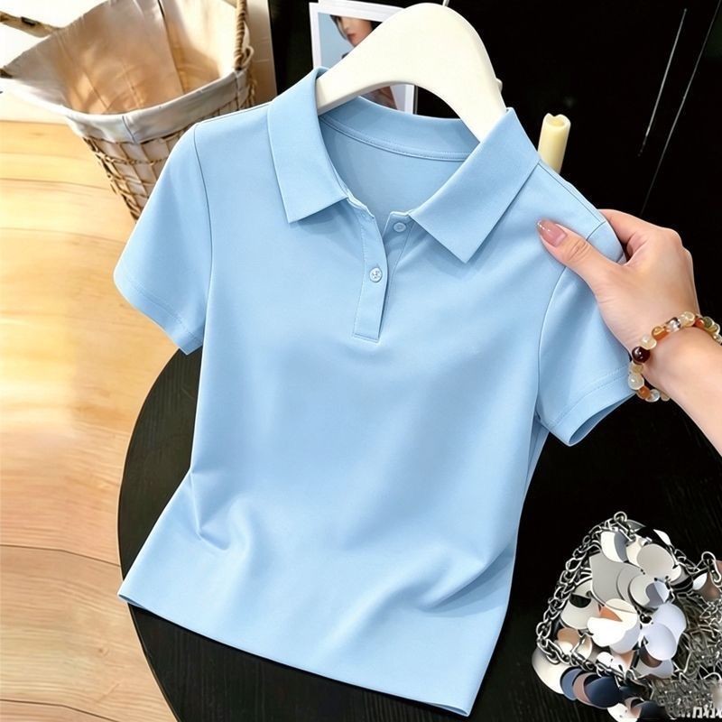 【芭拉婷】新款polo衫品质妈妈翻领短袖t恤女夏季中年运动妈妈休