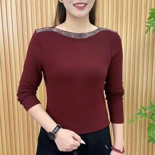 抖音女士高档爆款 宽松恤长袖 女士t新款 中年人中年妈妈 芭拉婷