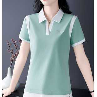 【芭拉婷】2025夏季新款女士短袖t恤衫百搭中年妈妈装大码宽松POL