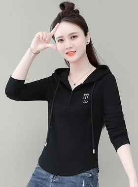 【芭拉婷】时尚显瘦连帽卫衣女士小衫2025新款减龄春秋装长袖T恤