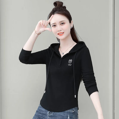 【芭拉婷】时尚显瘦连帽卫衣女士小衫2025新款减龄春秋装长袖T恤