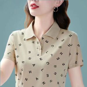 2025夏季新款洋气妈妈装t恤短袖女翻领polo领体桖衫大码时尚上衣