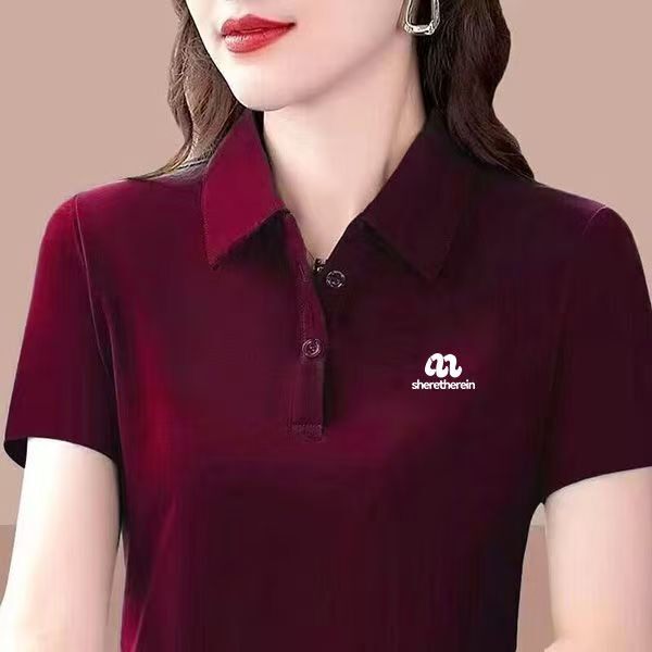 妈妈装百搭休闲夏季新款潮运动大码polo衫t恤短袖时尚翻领女士