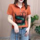 短袖 夏季 t恤女新款 拉链上衣时尚 印 百搭翻领体恤女大码 芭拉婷