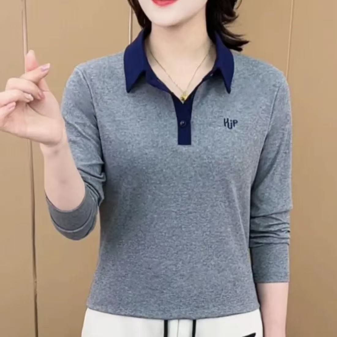 【芭拉婷】2026新款妈妈春季洋气打底衫女修身百搭欧货长袖T恤卫