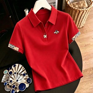 妈妈翻领短袖t恤女夏季新款polo衫运动修身休闲上衣大码女装上衣
