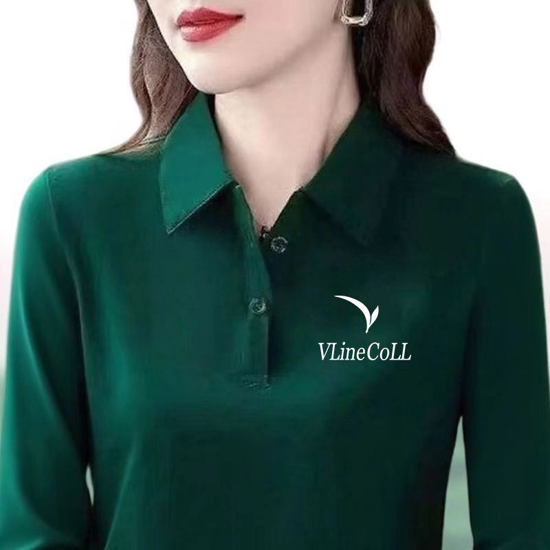 工厂直销长袖POLO衫女春秋季新款休闲打底衫妈妈装洋气减龄显瘦潮