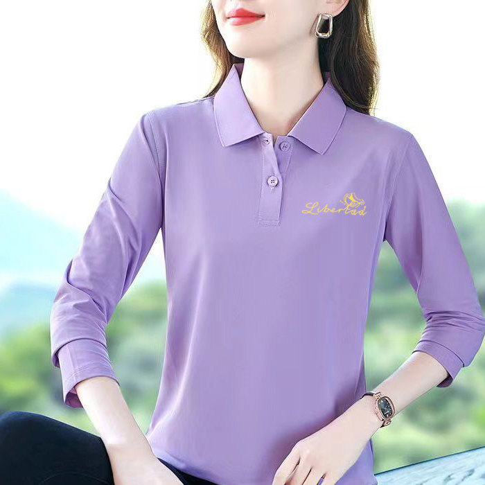 2026春秋新款时尚热卖中老年女装大码女装polo领翻领潮流小衫上衣