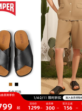 Camper看步女鞋Brutus Sandal 黑色休闲凉拖交叉带居家户外两用