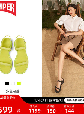 Camper看步女鞋Spiro新款时尚气质凉鞋防滑软底坡跟一字带凉鞋