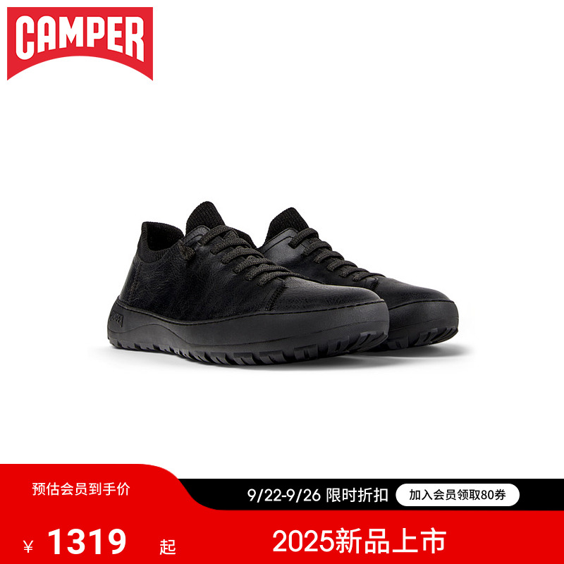 Camper看步男鞋Peu Serra黑色经典时尚休闲鞋日常通勤舒适皮鞋