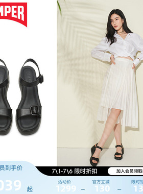Camper看步女鞋Kaah春夏厚底坡跟一字带凉鞋舒适增高甜美罗马凉鞋