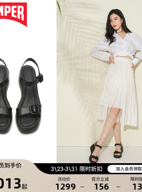 Camper看步女鞋Kaah春夏厚底坡跟一字带凉鞋舒适增高甜美罗马凉鞋