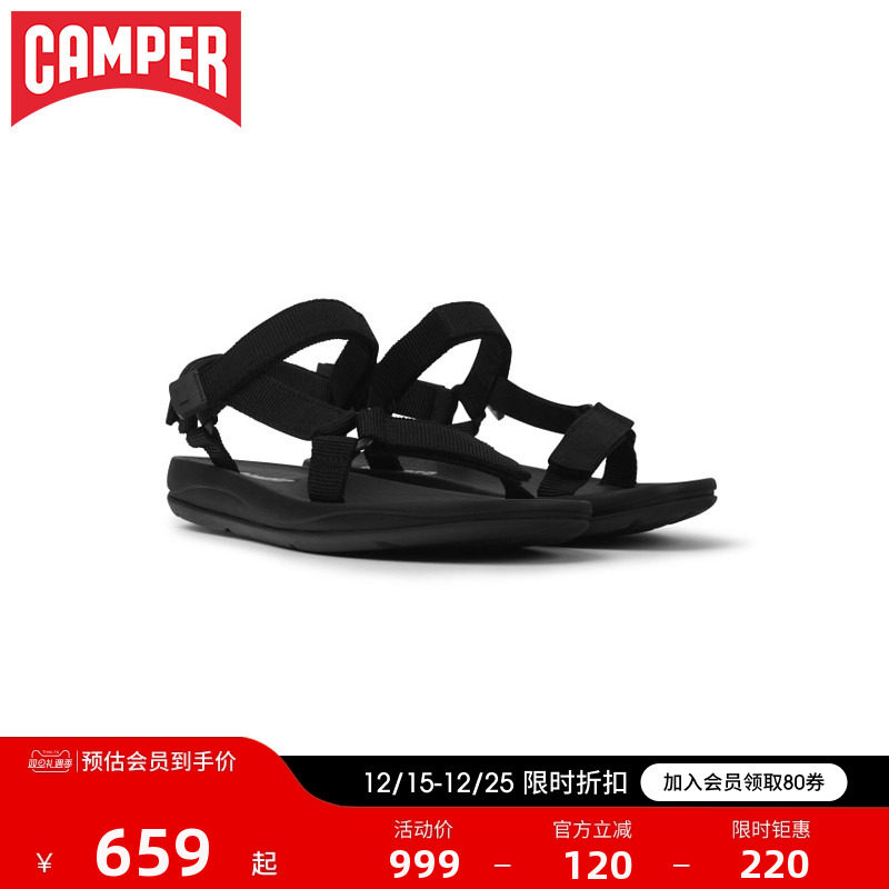 camper看步女鞋百搭露趾平底鞋