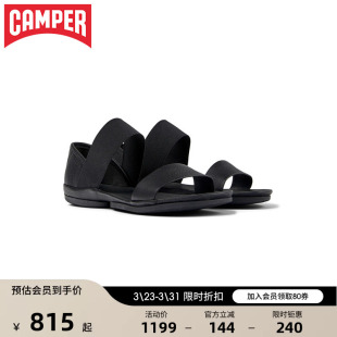 黑色休闲平底凉鞋 Camper女鞋 夏季 Nina露趾玛丽珍芭蕾鞋 Right