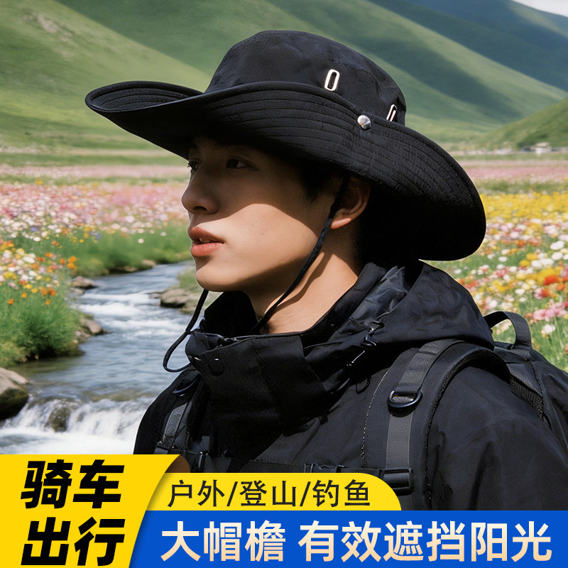 夏季牛仔帽户外露营登山大头围