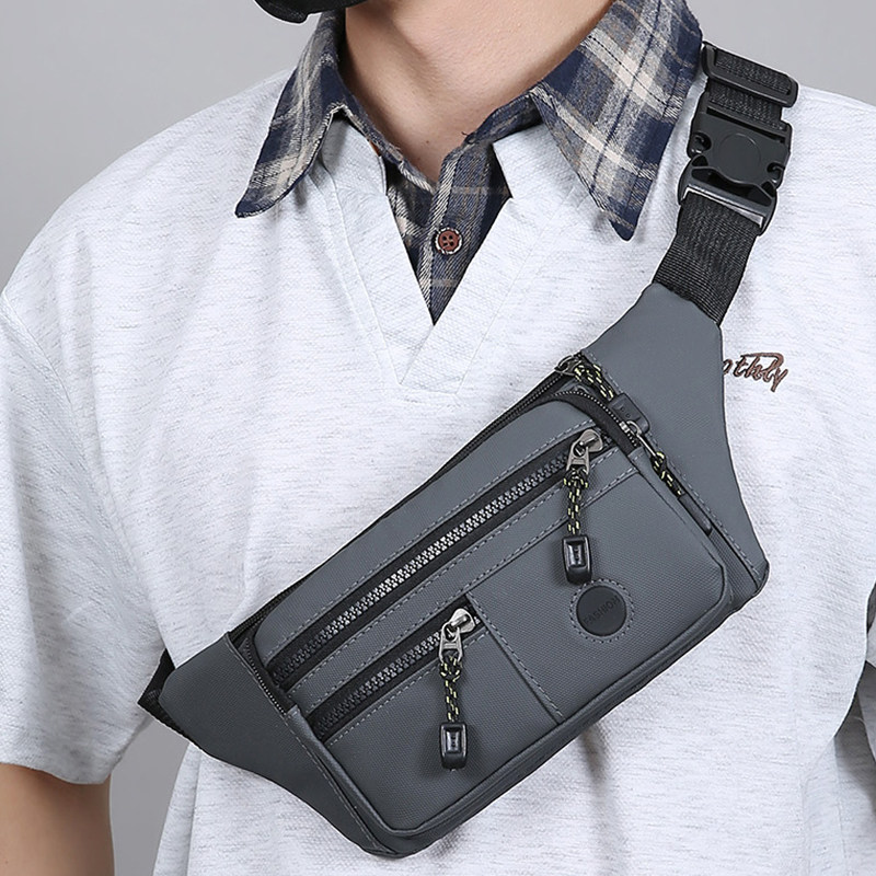 新款男士胸包运动手机腰包小型女包斜挎小包五层收银钱包轻便防水