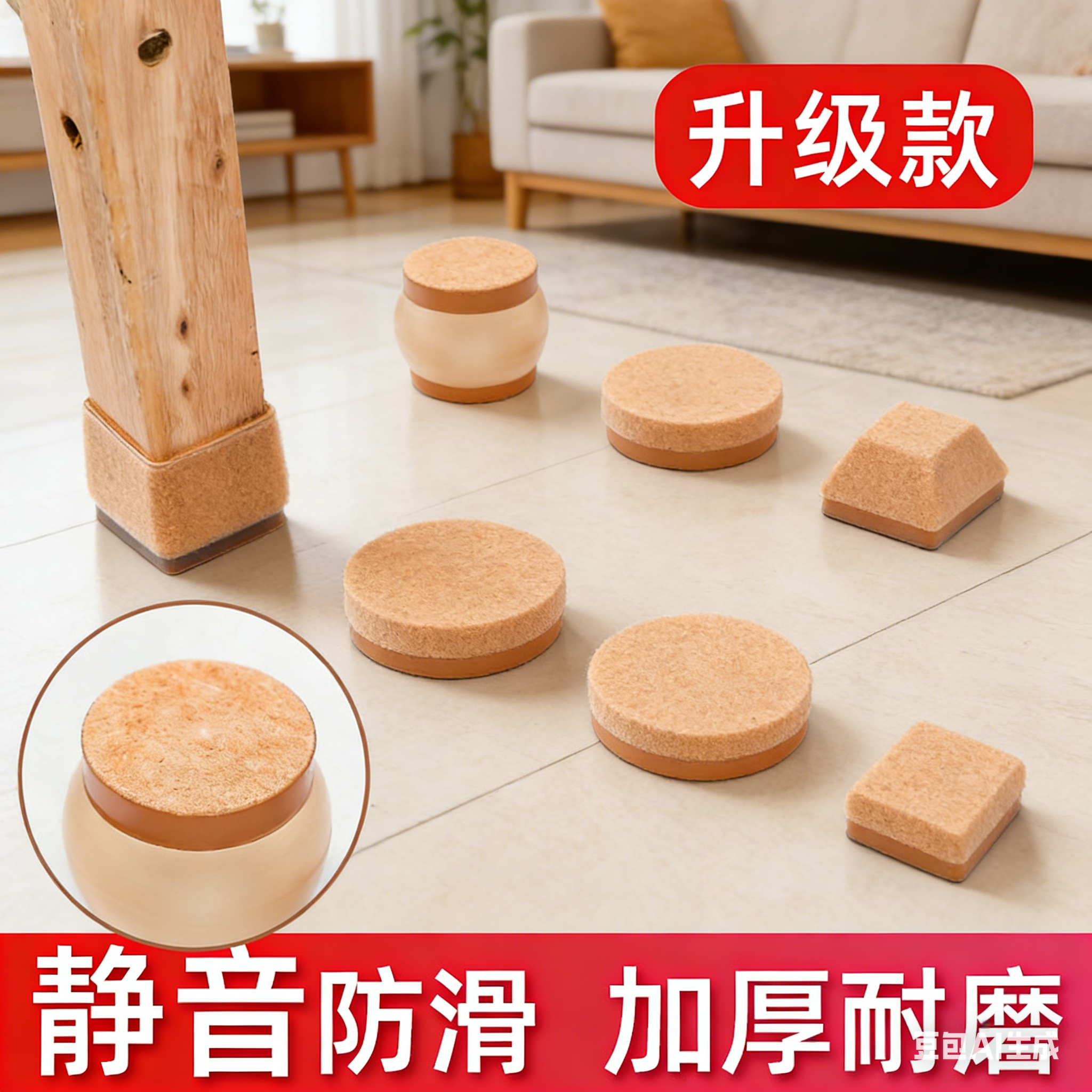 静音桌椅脚套加厚耐磨凳子桌脚保护套桌腿凳脚防滑硅胶套椅子脚垫,收纳整理,桌脚垫,淘宝优惠券,粉丝福利购,淘宝优惠卷