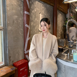 含100澳毛 可拆卸真狐狸毛袖 HNR351759 卸腰带 诺华NovaBloom