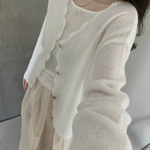 grapestone 葡萄籽-奶霜低饱和色调暖糯针织开衫（含20羊毛）2602