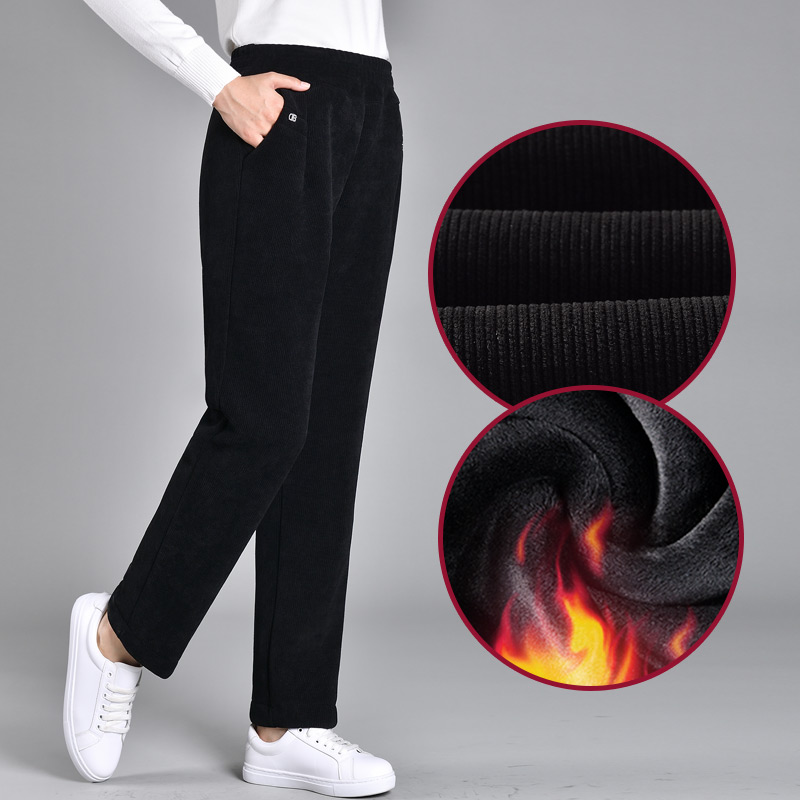 妈妈灯芯绒裤子加绒裤外穿老人裤