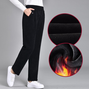 子加绒裤 秋冬宽松老人裤 外穿保暖裤 休闲裤 中老年女裤 妈妈灯芯绒裤