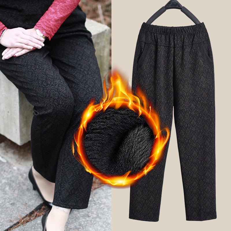 妈妈加绒裤加厚外穿秋冬老人裤女