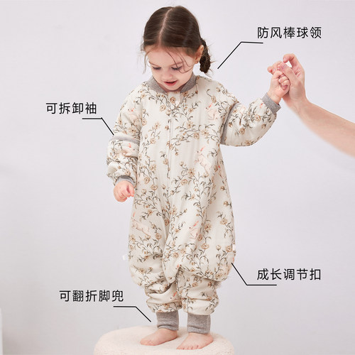 婴儿秋冬蚕丝恒温薄夹棉睡袋