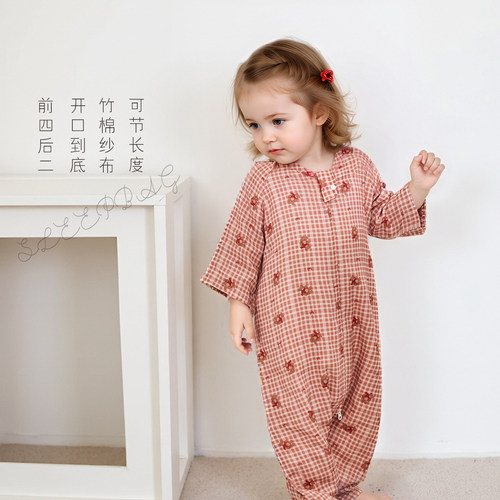 升级款春夏婴儿护肚竹棉纱布睡袋
