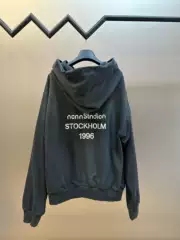 Top-Tier Version! Ac Style Spring and Autumn Trendy Brand Spray-Painted Vintage Logo Hooded Sweatshirt, Pure Cotton Pullover Long-Sleeve Hoodie for Couples