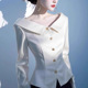 轻奢高级感衬衣潮 女新款 欧货法式 超好看独特漂亮收腰显瘦白色衬衫
