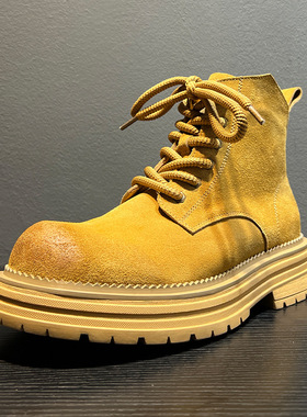 2024年秋季新款系带机车马丁靴男英伦风复古工装短靴子24458-B