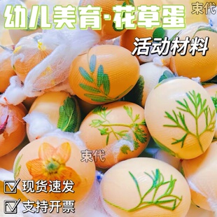 植物印染花草蛋幼儿园手工亲子活动材料植物草木染蛋纱布网纱袋子