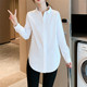 衬衣设计感小众修身 洋气长袖 棉上衣 女时尚 C092春秋休闲气质白衬衫