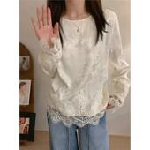 新款 女2025春季 高级感气质减龄内搭洋气衬衣 衬衫 国风提花超仙长袖